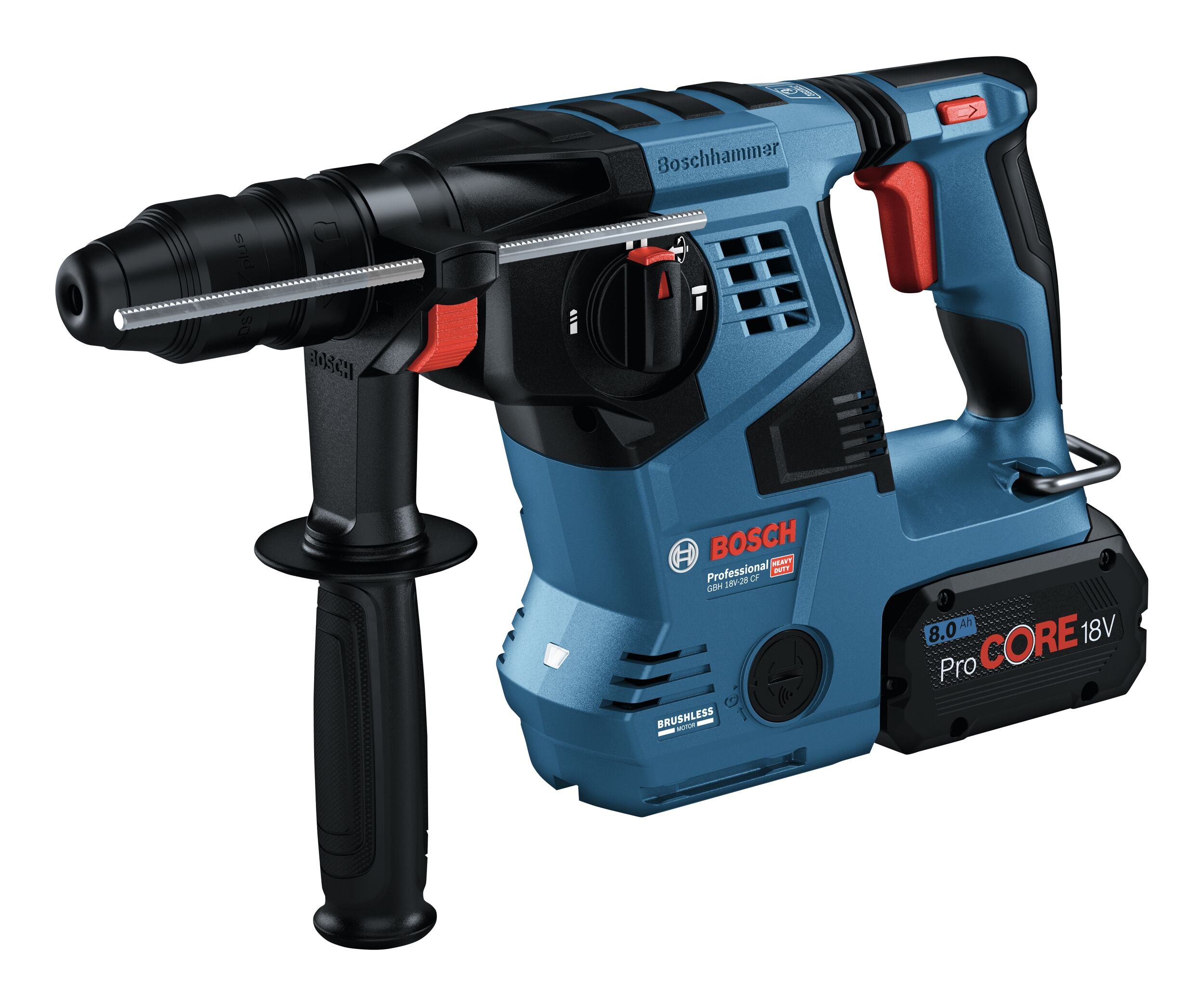 Bosch Professional Akku-Bohrhammer mit SDS plus GBH 18V-28 CF mit 2x Akku ProCORE 8 Ah & GDE 18V-16 - in L-BOXX 238