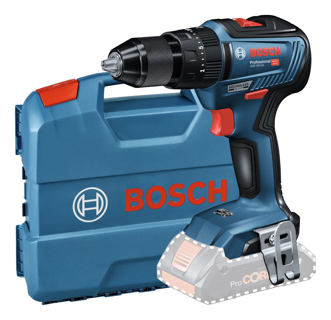 Bosch Professional Akku-Schlagbohrschrauber GSB 18V-55 Ohne Akku - in L-Case
