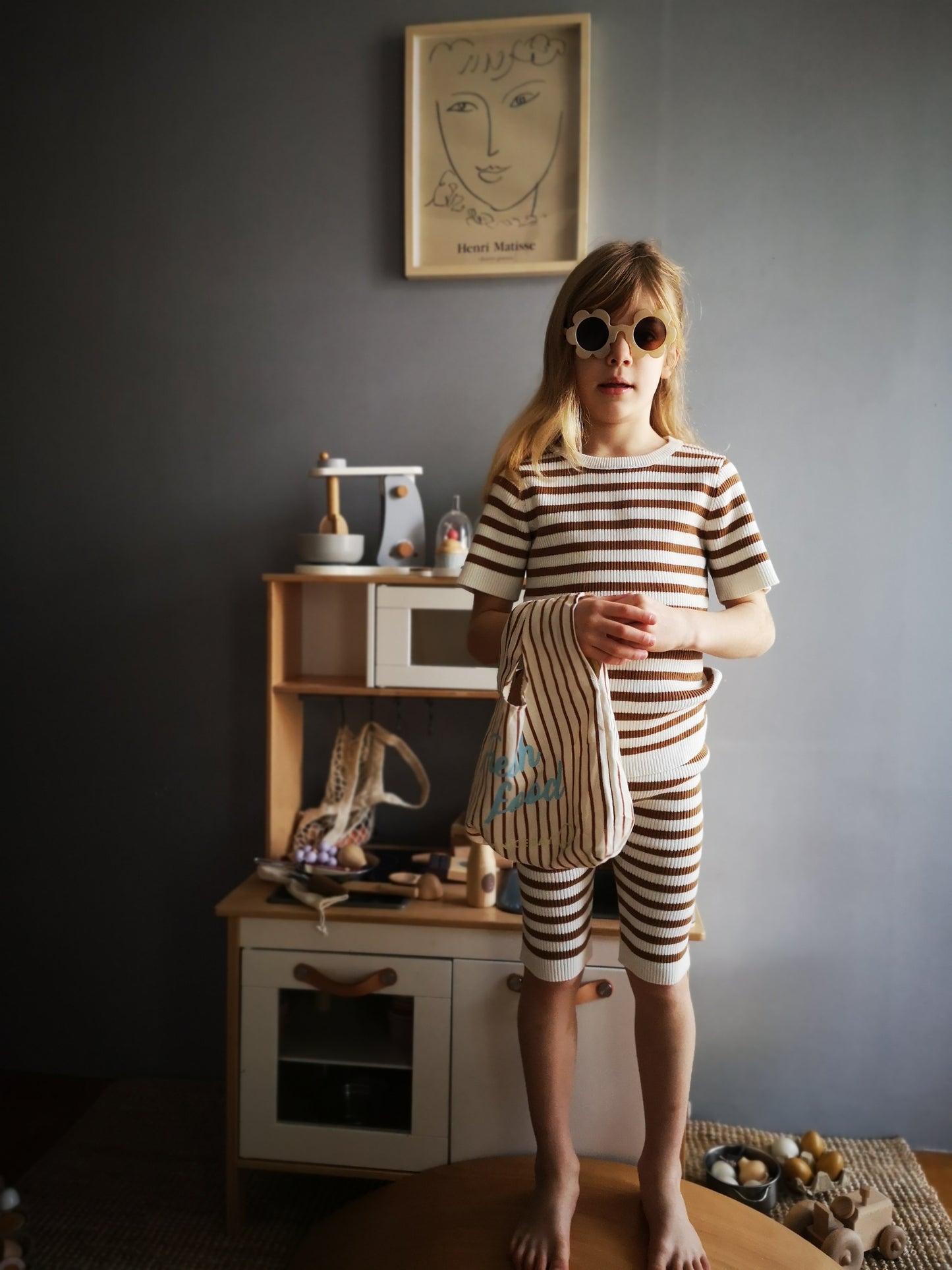 100% Combed Cotton Striped Knit Set